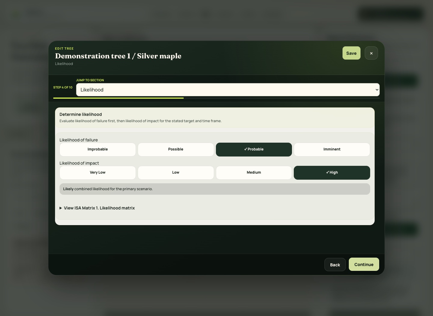 ArbSoul risk assessment form using synthetic demonstration data